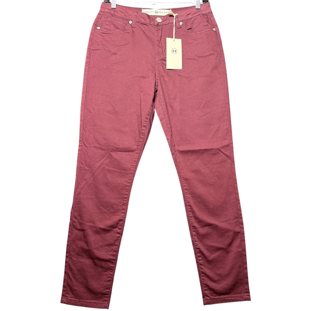 Ashley Mason Skinny Pants Women Size 9 Burgundy Red AM-273B